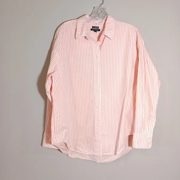 J.Crew Étienne oversized shirt in striped cotton poplin Pink Size S - Picture 5 of 7